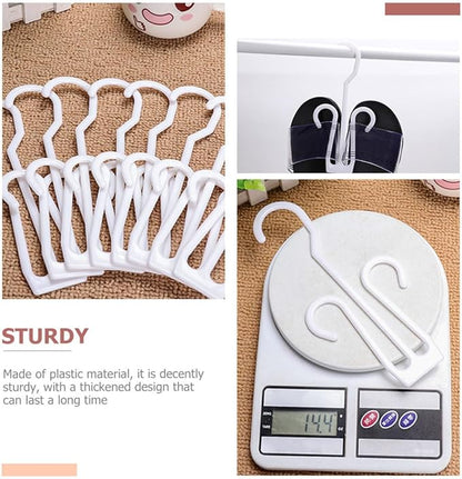 20Pcs White Plastic Shoe Storage Hooks Hanging Shoe Organizer Rack for Drying and Display Slipper Holder for Bedroom Closet and Travel Use