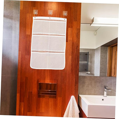 Alipis Travel Shower Organizer Mesh Pockets Over Door Hanging Storage Bag for Bathroom Closet and Pantry Seamless Hooks for Easy Installation Random Color