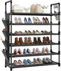 Mavivegue 6 Tier Shoe Rack for 25-30 Pairs of Shoes,Metal Shoe Rack with Hook and Side Pocket for Closet,Entryway,Hallway,Dorm (6 Tier with Hook)
