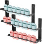 2 Pcs Wall Mounted Expandable Hanging Shoe Rack 14.6-26.4 in, Foldable Metal Space Saving Organizer with Nail-Free Stickers, No-Drill Installation, Black