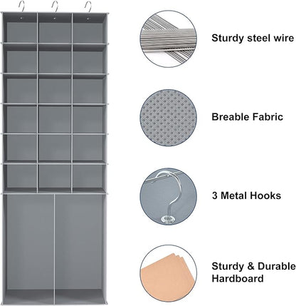 Libeder Hanging Shoe Organizer for Closet,18 Sections Shoe Hanging Closet Organizers & 2 Large Pocket for Boot Storage, Closet Organizers and Storage Space-Saving Shoe Rack & Holder,Grey