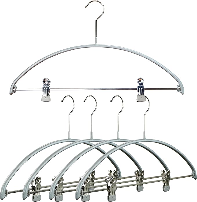 Mawa Narrow Petite Clothing Hangers, Steel Hanger with Non-Slip Coating, for Shirts, Dresses, Suits, Pants, Skirts, Camisoles, Jackets, 360-degree Rotatable Hook