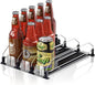 Drink Organizer for Fridge,12oz 16oz 20oz - Soda Can Dispenser for Refrigerator,Width Adjustable,Automatic Pusher Glide (Black, 15" D 3ROW, Holds 15 Cans)