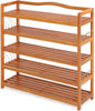 HAPPYGRILL Shoe Rack 5-Tier Entryway Shoe Shelf Acacia Wood Storage Organizer Free Standing Shelves