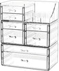 Cq acrylic Clear Make up Organizers for Vanity,Skincare Organizer With 8 Drawers for Dresser,Plastic Cute Desk Accessories Organization and Bathroom Organizers Storage Case Box for Beauty,Skin Care