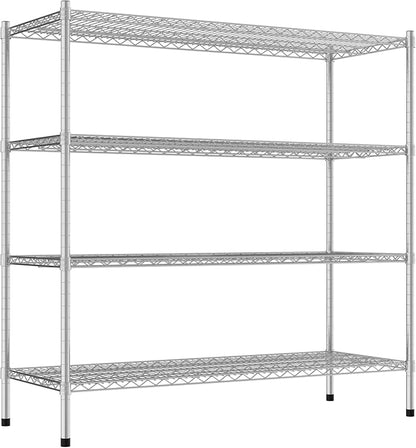 Commercial NSF Listed Chrome Stationary Wire Shelving Kit 21" x 54" x 54", with 4 Shelves Perfect for Warehouse, Walk-in Refrigerator, Freezer, Grocery Store, Restaurant, Dishroom