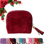 Travel Jewelry Case, Portable Foldable Box Mini Jewelry Travel Bag with Tassel Zipper Design, Soft Velvet Organizer Pouch for Bangle, Five Compartments