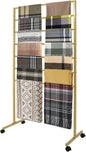 7 Tier Metal Display Rack with Wheels, Floor Standing Scarf Display Stand, Hijab Rack for Retail Stores, Towel, Belts, Ties, and Pants (Gold, 7 Tier)