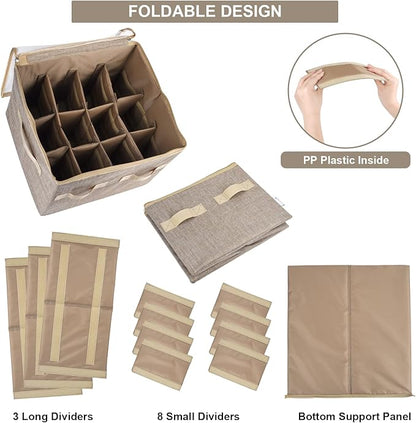 Moteph Shoe Organizer for Closet - Shoe Storage Organizer for Closet Organization with Clear Cover & Adjustable Dividers, Shoe Rack & Basket - (Light Brown, Small - 12 Pairs)