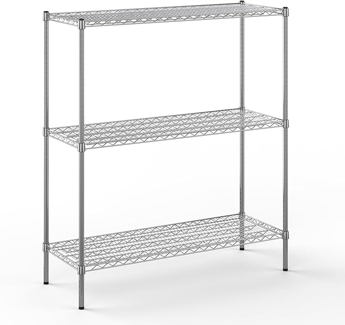 18" Deep x 48" Wide x 54" Height Wire Shelving Kit | 3-Tier | NSF Commercial Storage Rack Unit