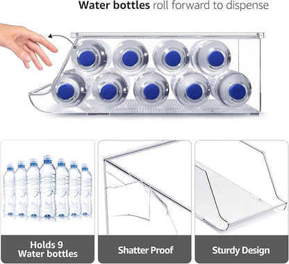 Sorbus Water Bottle Organizer for Fridge with Lid – Holds 9 Bottles – Stackable Drink Organizer for Refrigerator, Pantry, or Countertop – Clear BPA-Free Plastic Bottle Storage Holder