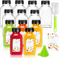 Leaflai Plastic Juice Bottles with Caps 12 pcs - 4oz Reusable Juice Containers with Tamper Proof Lids Black - Clear Bottles for Juicing Milk Smoothie Drinking and Other Beverages Christmas Gifts