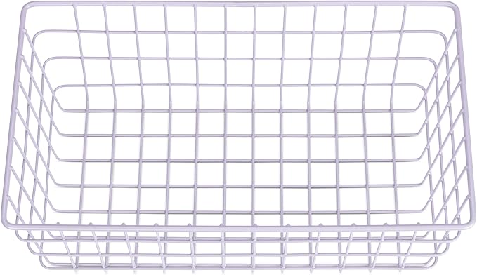 Whitmor 4 Pack Lavender Wire Storage Baskets for Organizing Office, Metal Storage for Pantry, Kitchen Bins & Freezer