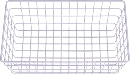 Whitmor 4 Pack Lavender Wire Storage Baskets for Organizing Office, Metal Storage for Pantry, Kitchen Bins & Freezer