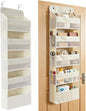 Over the Door Organizer, Door Storage Organizer with Large Capacity Pockets, Hanging Shelves for Bedroom, Closet, Dorm, Pantry (Beige, 5-Tier)