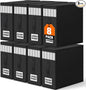WOWBOX Sheet Organizers and Storage,Closet Bed Sheet Organizer Under Bed Storage and Organization with Label Cards & Clear Window for Bedding Sheets,Duvet Covers,Blankets (8 Pack，Black)