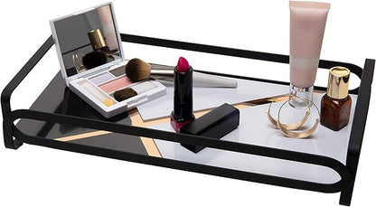 Home Details Matte Black, Good for Perfume, Make Up, Toiletries & Jewelry Color Block Vanity Tray (27178-MATTEBLK)