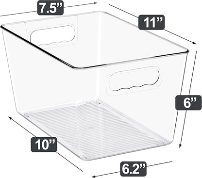 Sorbus Clear Storage Bins, 8 Pack Large Organization Bins with Handles – Clear Storage Containers for Storage, Pantry, Fridge, Cabinet, Closet & Kitchen Organization – BPA-Free Plastic