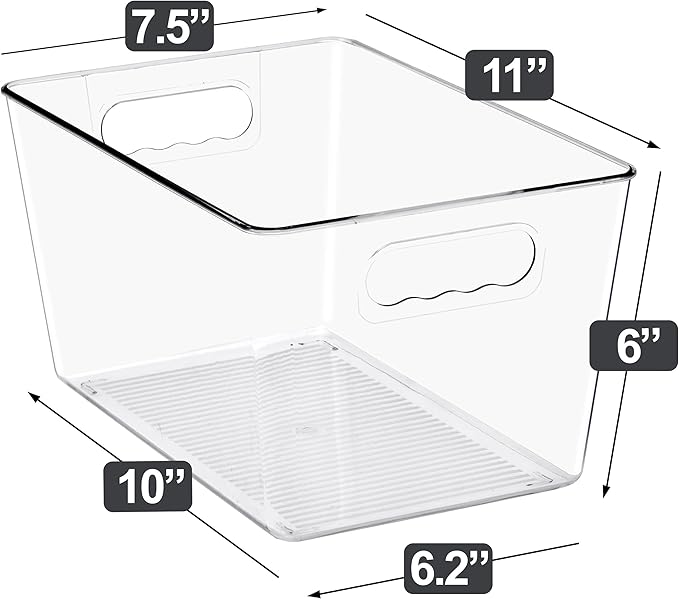 Sorbus Clear Storage Bins, 10 Pack Large Organization Bins with Handles – Clear Storage Containers for Storage, Pantry, Fridge, Cabinet, Closet & Kitchen Organization – BPA-Free Plastic