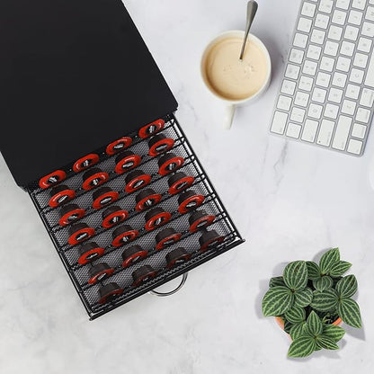 Coffee Pod Holder Storage Drawer Compatible With Verismo,Nespreso Vertuoline,CBTL,Caffitaly,Lavazza Blue Pods,40 Pod Capsule Holder,Office or Home Kitchen Counter Organizer