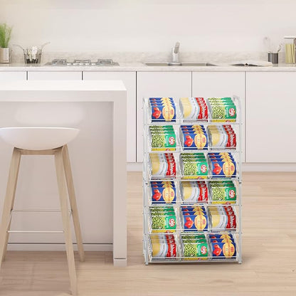 BTY Can Organizer for Pantry Stackable Can Rack Organizer 2 Pack Stacking Can Storage Dispensers 3 Tier Small Space Holds up to 36 Cans for Pantry, Kitchen, Cabinet White