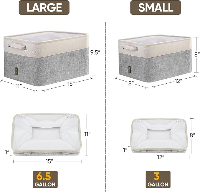 BALEINE 1 Pack Fabric Closet Storage Bins for Shelves, Linen Closet Organizers and Storage, Decorative Baskets for Organizing, Shelf, Clothes, Home, Office (Grey, 15''x11''x9.5'')