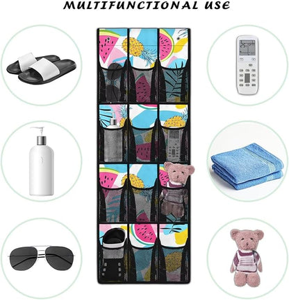 Watermelon Over Door Shoe Organizer Washable Behind the Door Storage with Pockets Scratch Resistant Hanging Rack for Shoes Snacks No Drill Door Hanger Organizer for Kitchen