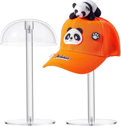 JUESHA Small-Sized Clear Acrylic Hat Display Stand for Kids, Countertop Hat Holder for Little Baseball Caps Cowboy, Wig Head Counter Stand for Closet (NON-ADJUSTABLE HEIGHT)
