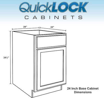 Quicklock RTA (Ready-to-Assemble) | Base Kitchen Cabinets - Shaker Style | Made in America (Raw Hickory, 24" Wx34.5 Hx24 D Base)