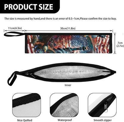 COEQINE Silverware Storage Case Tableware Case With Handles American Flag Themes Eagle Cool Animal Pattern Silverware Storage Case Tableware Case with Handle Leafproof Case