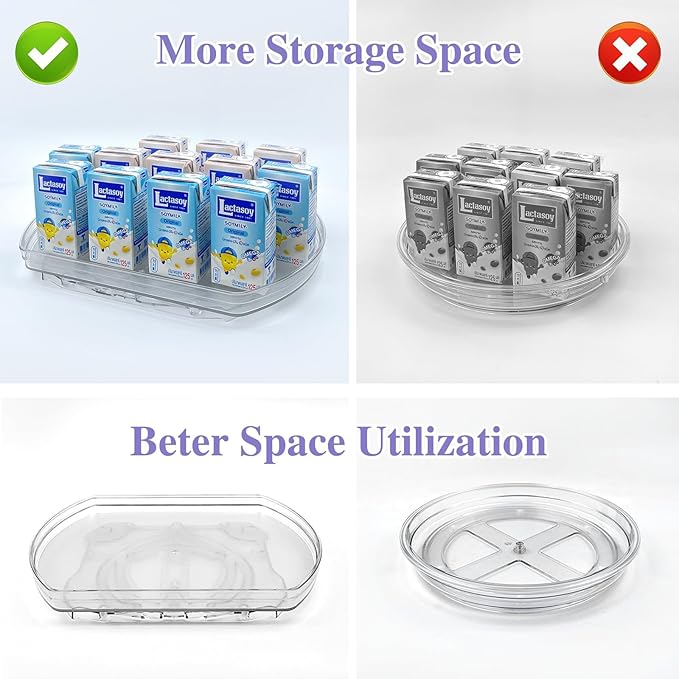 Incostar 360° Rotating Lazy Susan Turntable Organizer - Multifunctional 11.8" x 8.7" Rectangular Organizer for Refrigerator, Cabinet, Pantry, and Kitchen Countertop