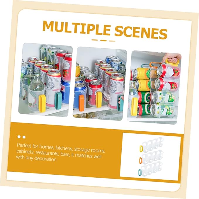 3pcs Soda Can Organizer for Fridge Space-saving Drink Can Holder Multi-use Beverage Storage Box for Refrigerators Freezers and Counters Random Color