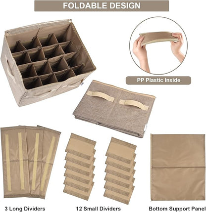 Moteph Shoe Organizer for Closet - Shoe Storage Organizer for Closet Organization with Clear Cover & Adjustable Dividers, Shoe Rack & Basket - (Light Brown, Medium - 16 Pairs)