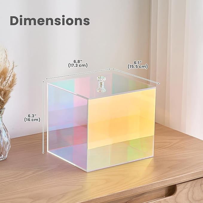 Puricon Acrylic Disposable Facial Towels Holder, Storage Bin Compatible with Clean Skin Club Towel (NOT Included), Face Towelettes Container for Bathroom Counter -Rainbow