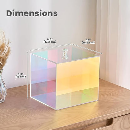 Puricon Acrylic Disposable Facial Towels Holder, Storage Bin Compatible with Clean Skin Club Towel (NOT Included), Face Towelettes Container for Bathroom Counter -Rainbow