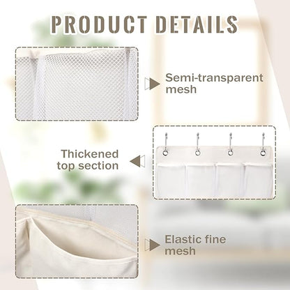 SATINIOR 19 x 51 Inch Canvas over The Door Closet Organizer with 20 Mesh Pockets 4 Large Pockets Multifunctional Closet Hanging Storage Organizer with Hooks for Pantry Laundry Bathroom Nursery