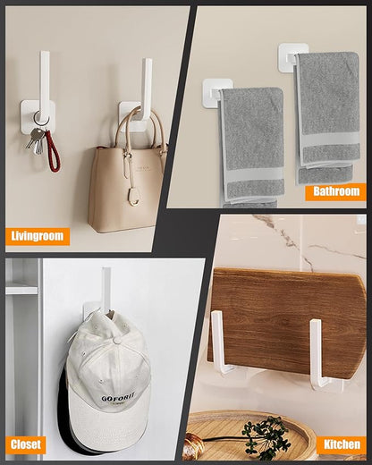 Hat Rack for Hat Storage (4-Pack), Multi-Purpose Hat Organizer, Strong Adhesive Hat Hooks for Wall Organizer for Baseball Caps, Two Mounting Options Hook, White