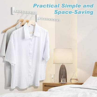 Alise Clothes Drying Rack Wall Mounted Coat Hanger White,Foldable Hangers Rack Clothes Hook Closet Storage Organizer,Swivel Space Saving Clothes Hanger Rack for Bedroom Bathroom Laundry,2 Pack