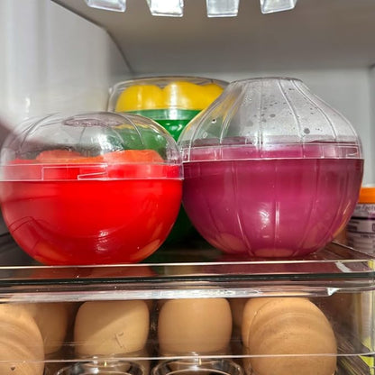 5PCS Fruit and Vegetable Shaped Savers Storage Onion Tomato Lemon Green Pepper and Garlic Containers for Fridge Vegetable Crisper Makes Food Stays Fresh Longer