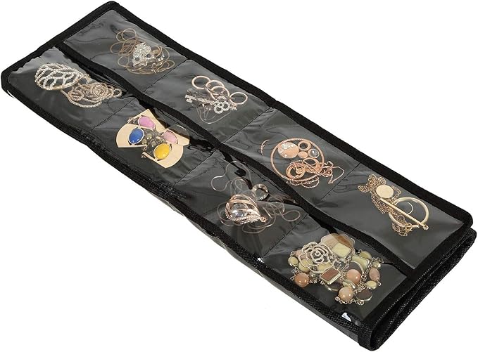 Foraineam 3 Pack Hanging Jewelry Organizer 32 Pockets 18 Hook and Loops Necklace Holder Earrings Bracelet Ring Display Storage Bag