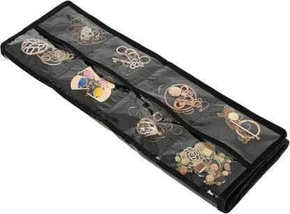Foraineam 3 Pack Hanging Jewelry Organizer 32 Pockets 18 Hook and Loops Necklace Holder Earrings Bracelet Ring Display Storage Bag
