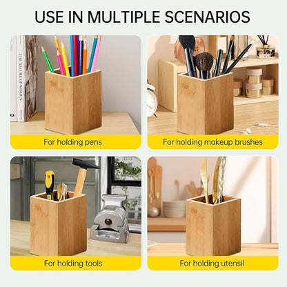 Garvee Acacia Wood Utensil Holder, Waterproof Wooden Flatware Caddy Silverware Holder with 3 Detachable Compartments & Handles, Fork Spoon Knife Organizer for Party BBQ