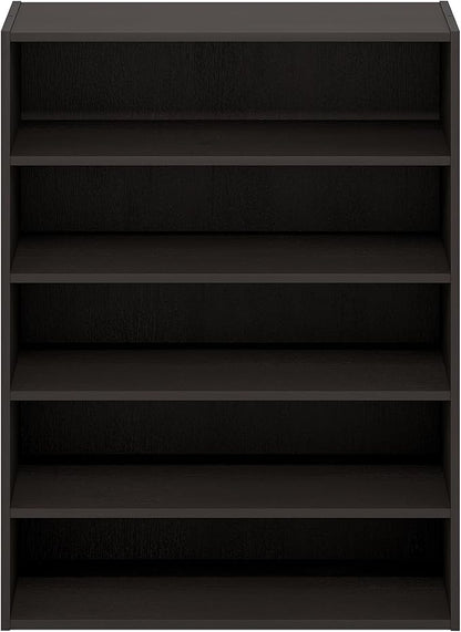 Furinno FANO Shoe Rack, 5-Tier Shoe Organizer, Stackable Shoe Storage, 11.4 x 24.2 x 31.5, for Closet Entryway, Office, Garage, Black Dark Oak