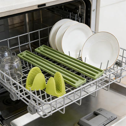 Oven Mitts and Pot Holders Sets, Mini Silicone Oven Mitts Heat Resistant (1 Pair), Pot Lid Holder While Cooking (1 Pair), Non-Slip Silicone Pot Holders & Spoon Rest, Dishwasher Safe