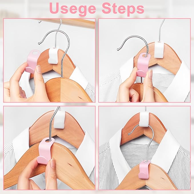 50 PCS Space Saving Hanger - Clothes Hanger Connector Hooks, Stacking Space Saver, Plastic Closet Organizers and Storage Extender for Heavy Duty Hangers Connection (50, White)