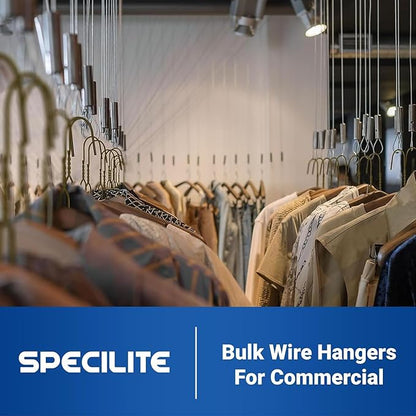SPECILITE Wire Hangers 50 Pack, Metal Wire Clothes Hanger Bulk for Coats, Space Saving Metal Hangers Non Slip 16.7 Inch Ultra Thin, for Standard Size Suits, Shirts, Pants, Skirts-Bronze