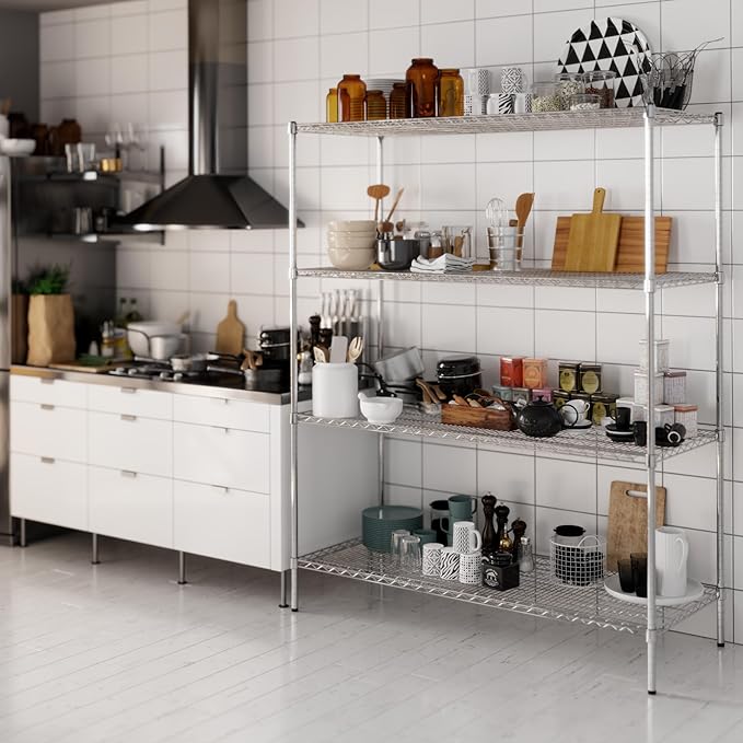 24" Deep x 60" Wide x 74" Height Wire Shelving Kit | 4-Tier | NSF Commercial Storage Rack Unit
