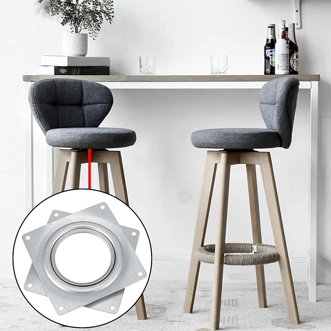 25 Pack 4 Inch Lazy Susan Hardware Kit, Zinc-Plated Swivel Plate, Square Rotating Bearing Turntable for Serving Trays, Kitchen Storage Racks, Craft Project