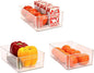 Refrigerator Organizer Bins 3 Pack Stackable Fridge Organizers with Handles Clear Freezer Storage Containers for Pantry, Cabinets,Shelves, Drawer – BPA-Free Plastic Kitchen Organizers