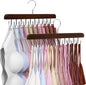 HOUSE DAY Belt Hanger for Closet 2 Pack, 40 Hooks Bra/Tie/Tank Top Hanger, Space Saving Hangers Storage Max 40 Belts/Ties, Sturdy Wooden Belt Rack Closet Accessories